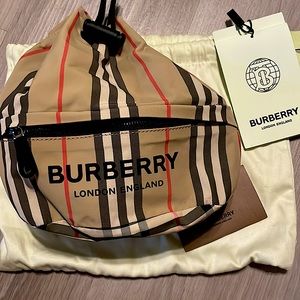 Burberry Beige Phoebe Nylon Drawstring Bag.